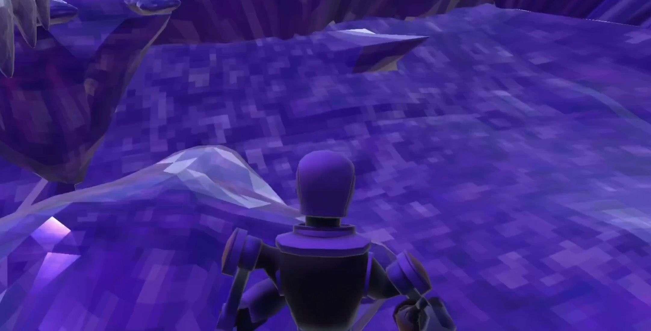 A Gorilla Game player exploring a crystal cave