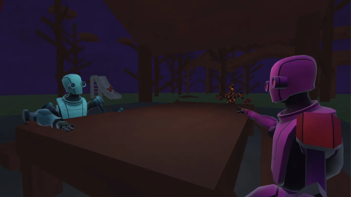 Two Gorilla Game players meeting in a playground